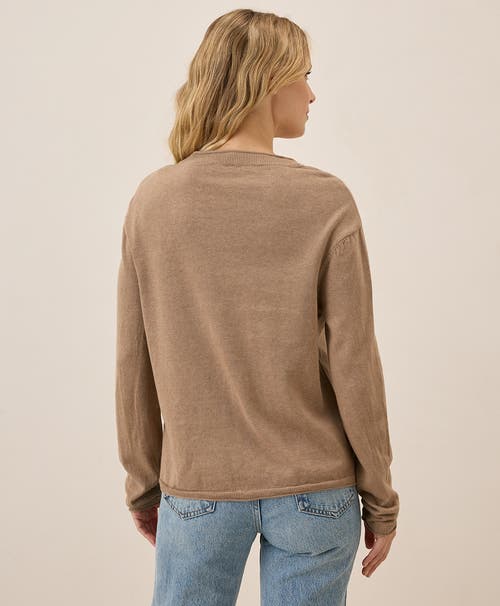 Pact Organic Cotton Classic Fine Knit V-neck Cardigan In Sesame Heather