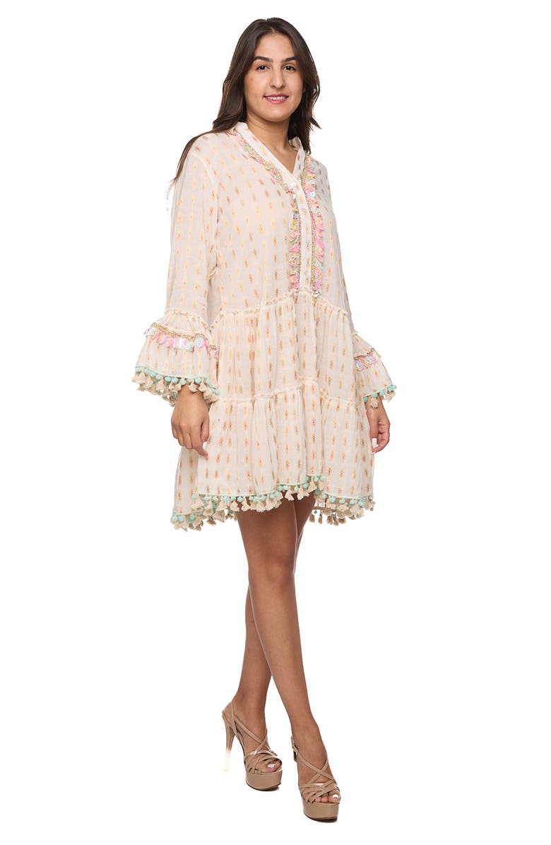 RANEES Long Sleeve Pom Pom Minidress, Alternate, color,