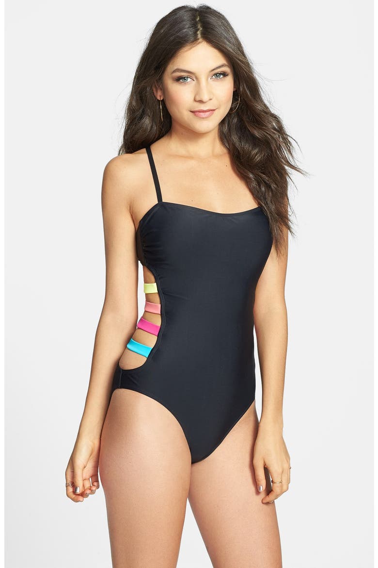 Undercover Cage Cutout One-Piece Swimsuit, Main, color, BLACK