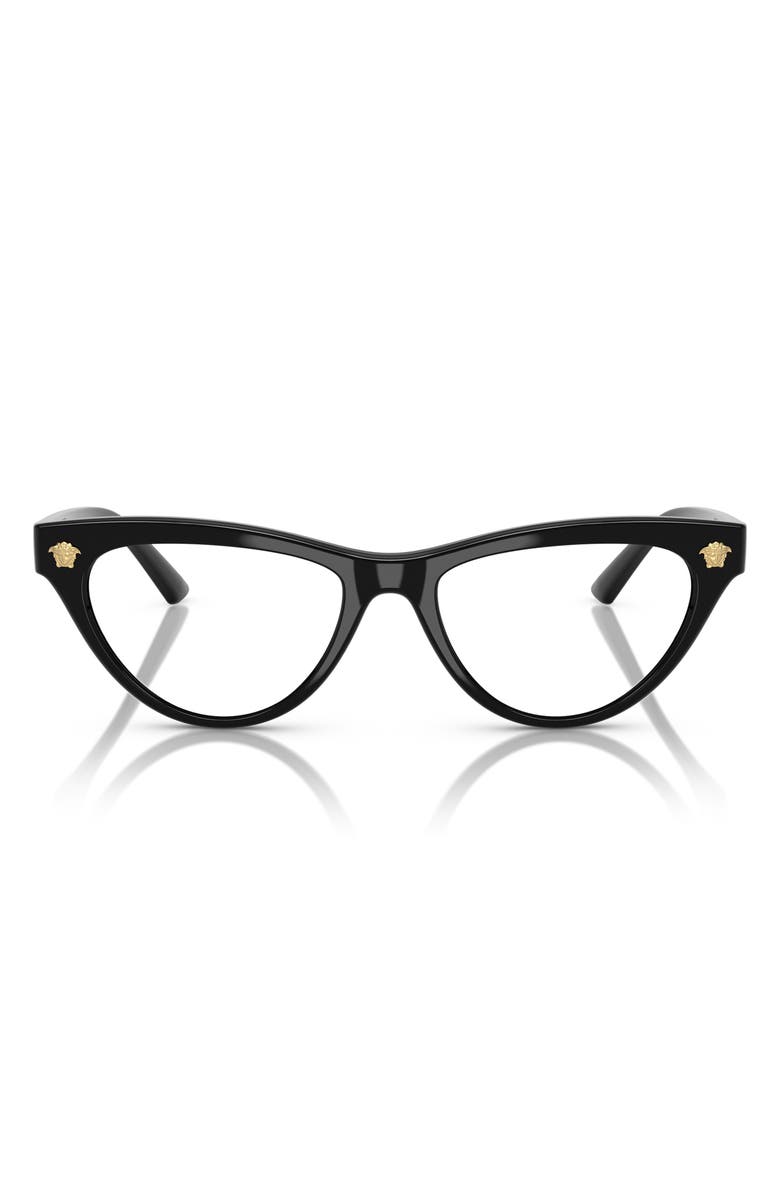 Versace 52mm Cat Eye Optical Glasses, Main, color, Black
