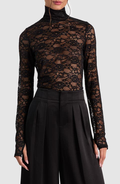 Delaina Lace Turtleneck Top