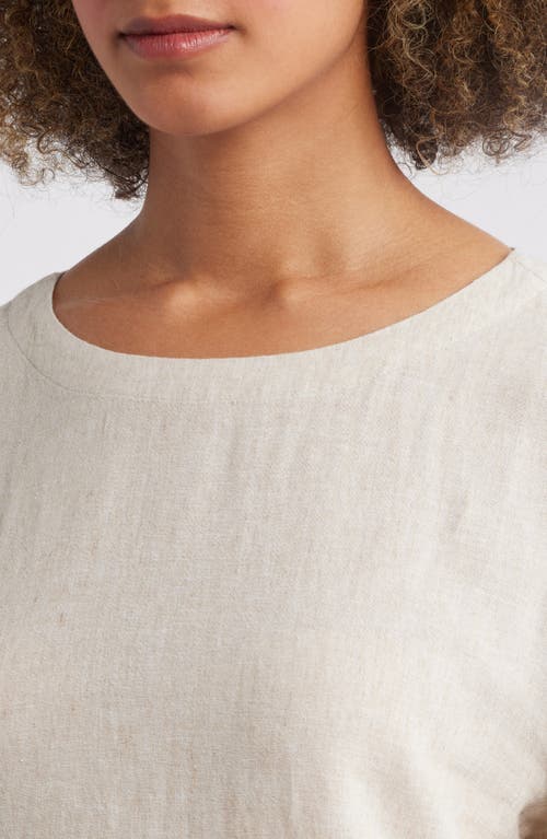 Caslonr Caslon(r) Balloon Sleeve Linen Blend Top In Flax
