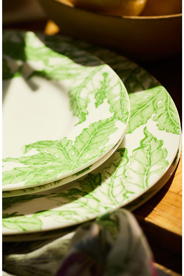 Freya Rimmed Salad Plate - Porcelain - Set 4, Alternate, color, GREEN