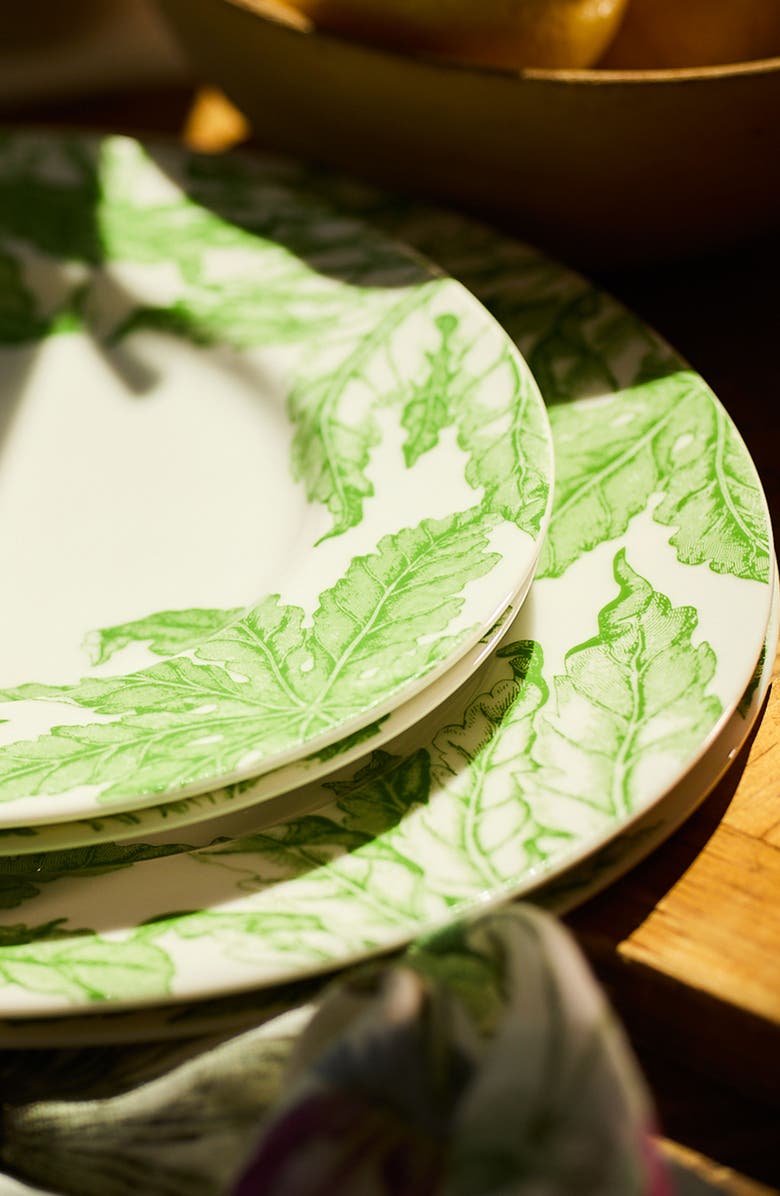Caskata Freya Rimmed Salad Plate - Porcelain - Set 4, Alternate, color, Green