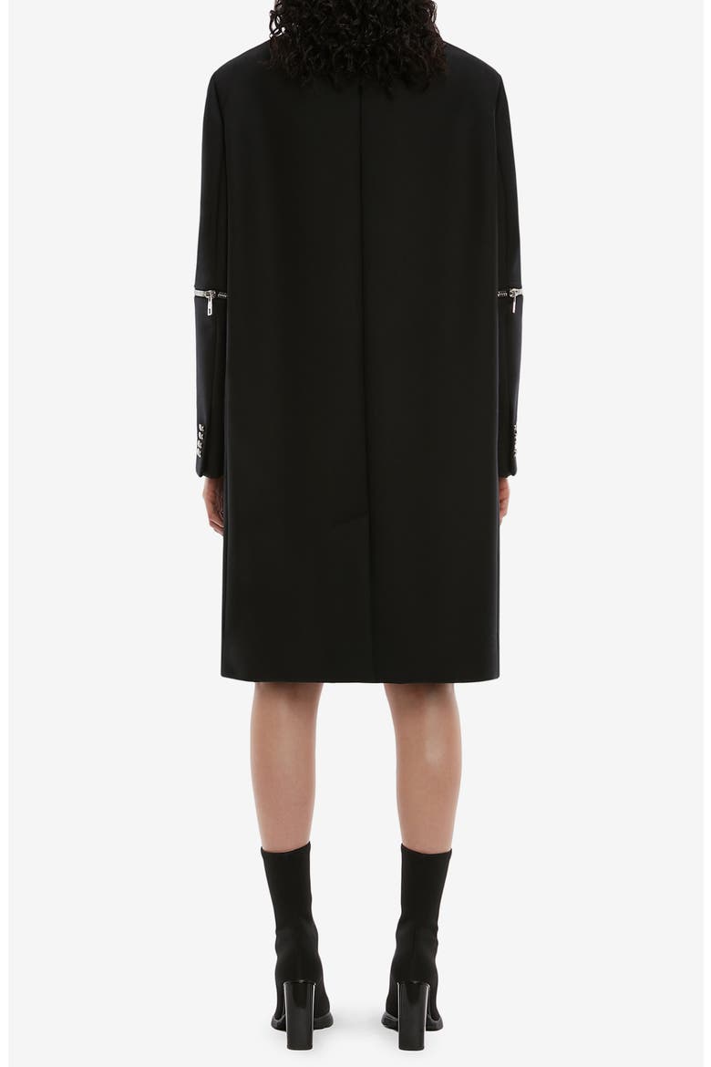 Alexander McQueen Spiral Zip Oversize Wool Coat, Alternate, color, BLACK