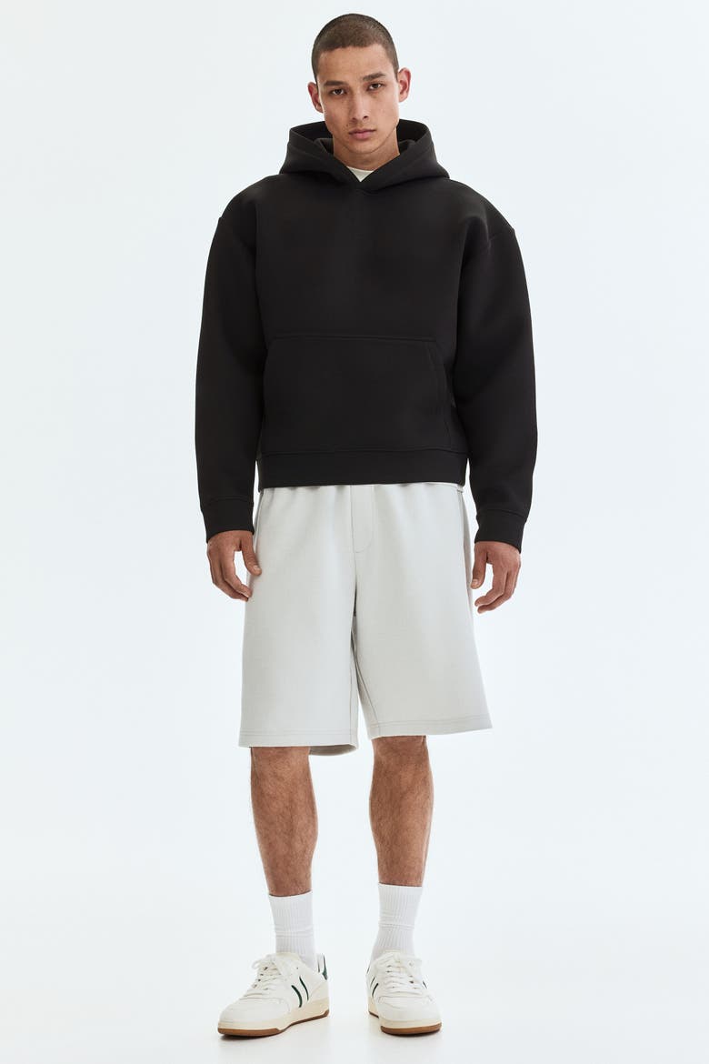 Loose-fit Scuba Knit Hoodie, Alternate, color, Black