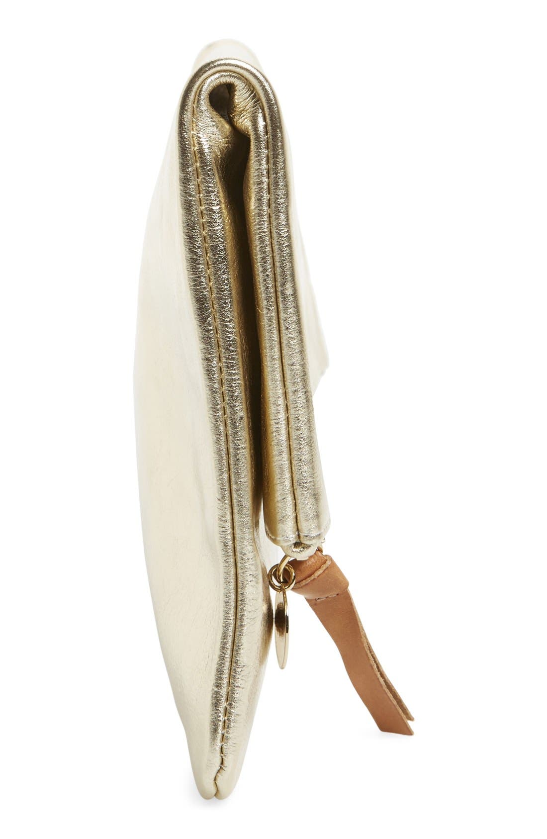 Clare V. 'Maison' Metallic Leather Foldover Clutch, Alternate, color, 