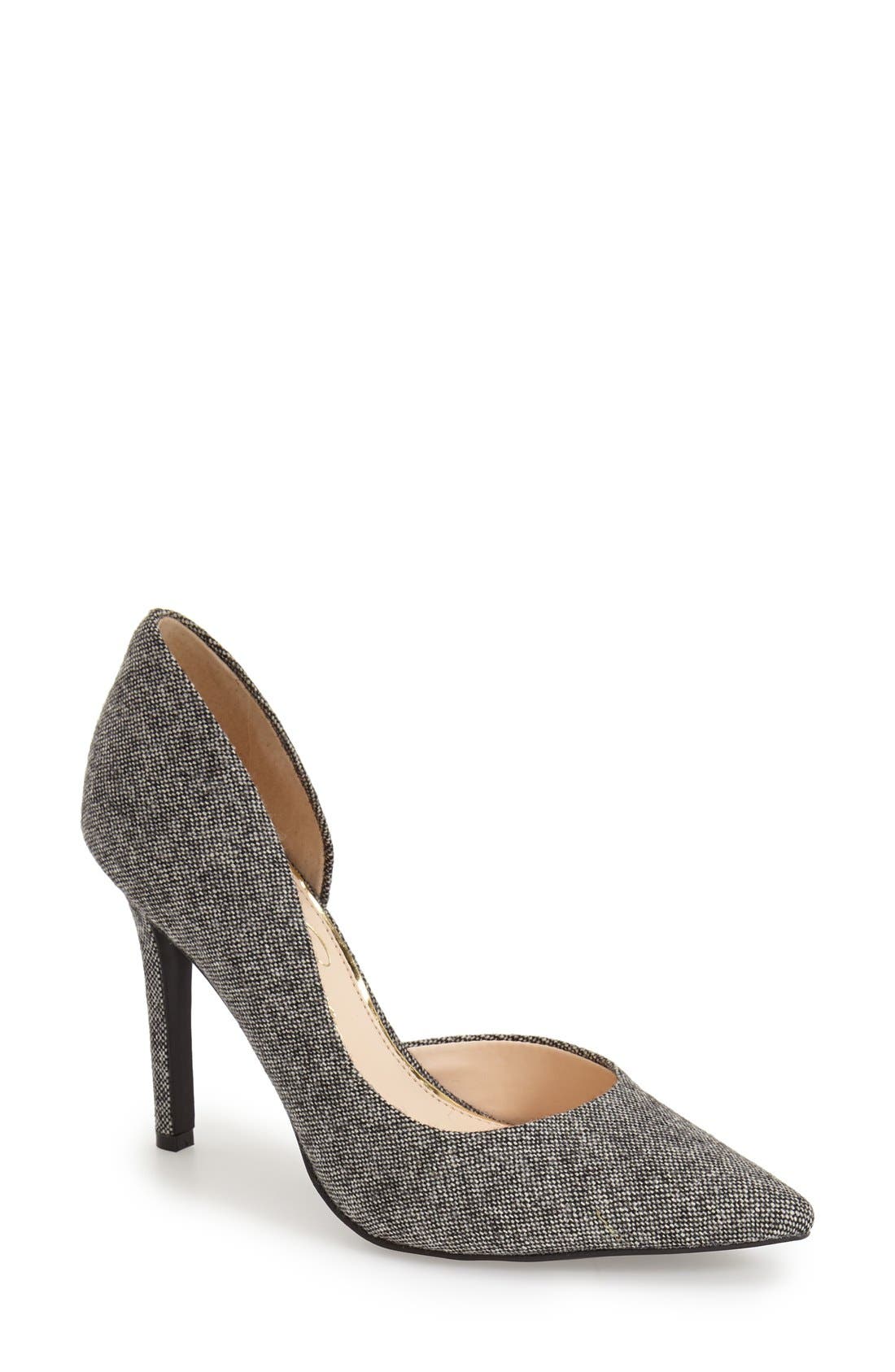 'Claudette' Half d'Orsay Pump, Main, color, CHARCOAL FABRIC 
