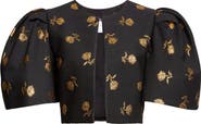 Carolina Herrera Carnation Jacquard Bell Sleeve Crop Jacket