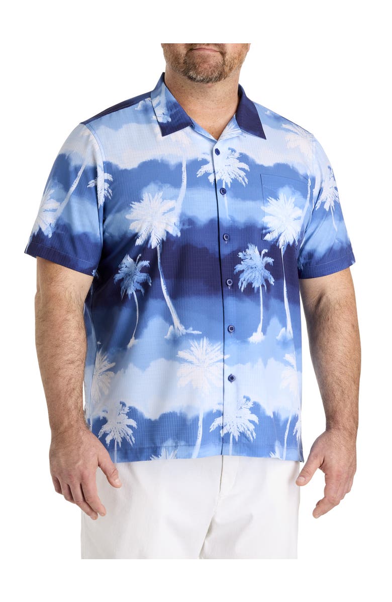 Tommy Bahama Big & Tall Bahama Coast Palm Showers Sport Shirt, Main, color, Glacier Blue
