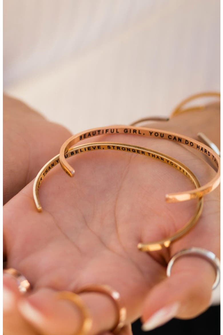 Beautiful Girl, You Can Do Hard Things bracelet, Alternate, color, Inside - Silver