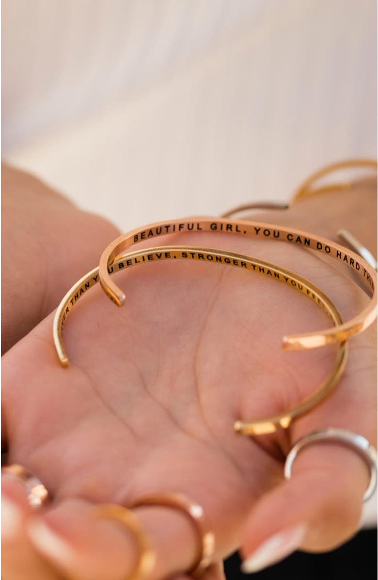 Mantra Beautiful Girl, You Can Do Hard Things bracelet, Alternate, color, Inside - Yellow Gold