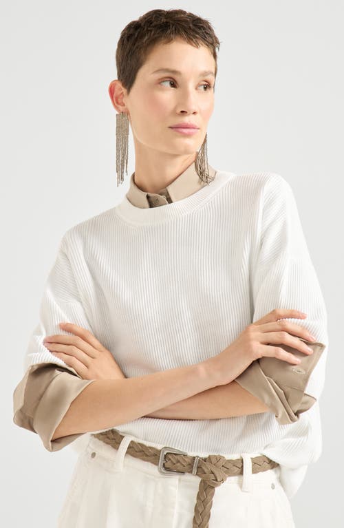 Brunello Cucinelli English Rib Knit Sweater In Neutral
