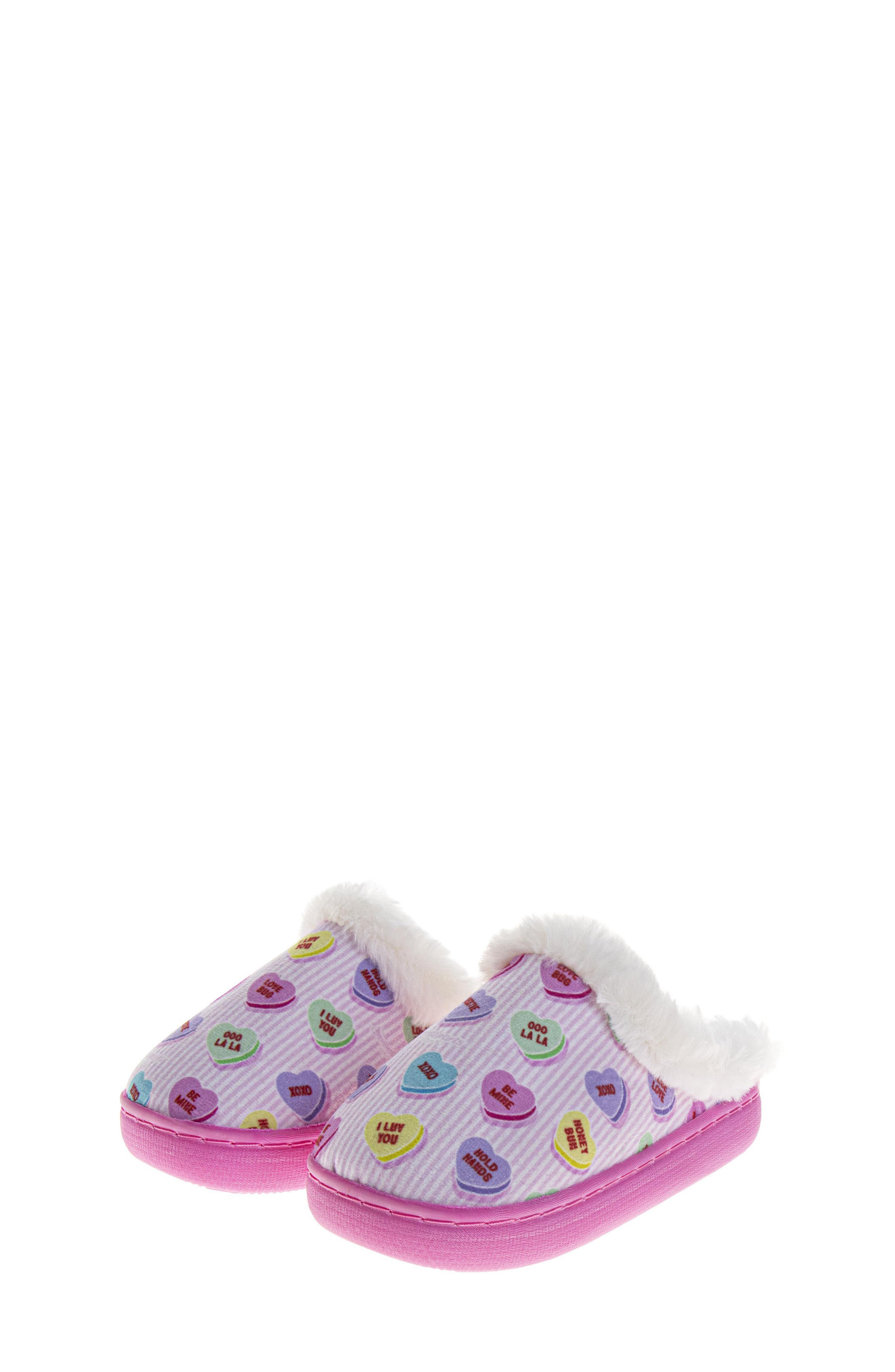Kids' Sweethearts Conversation Heart Slipper, Alternate, color, PINK MULTI