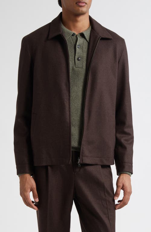 Sunspel Boiled Wool Zip Jacket In Brown