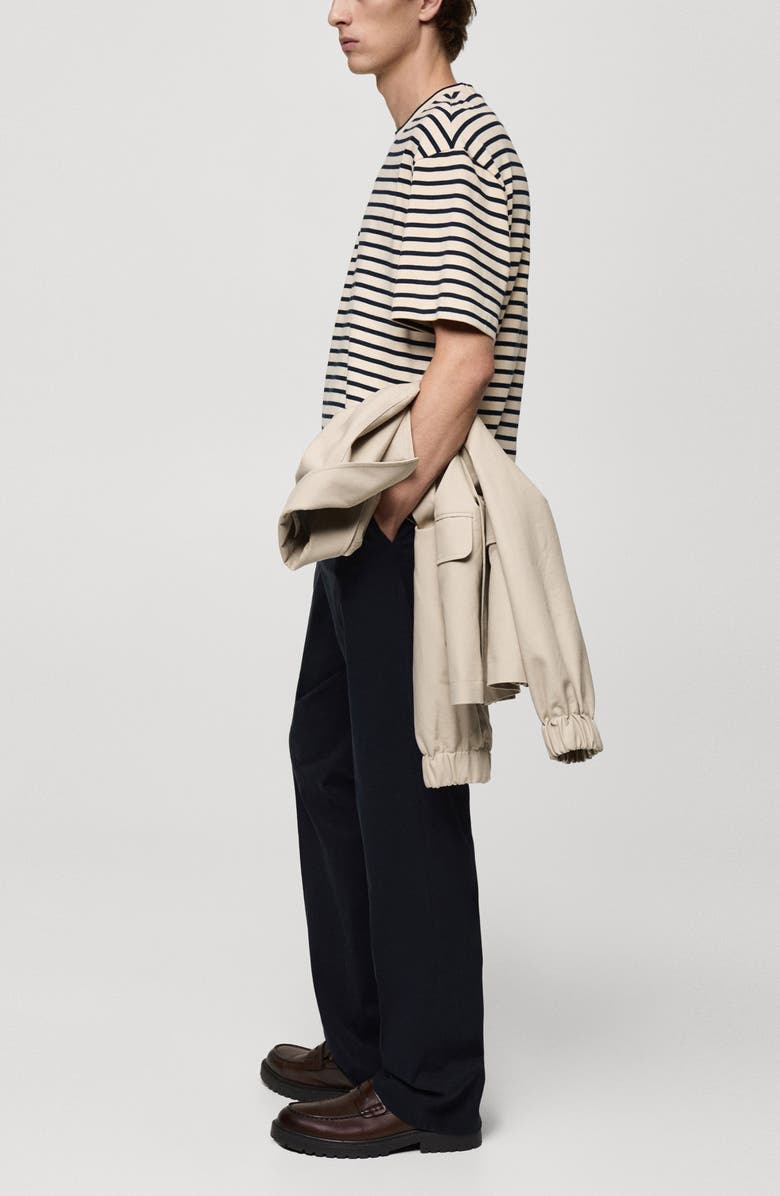 MANGO Relaxed Fit Stripe Cotton T-Shirt, Alternate, color, Ecru