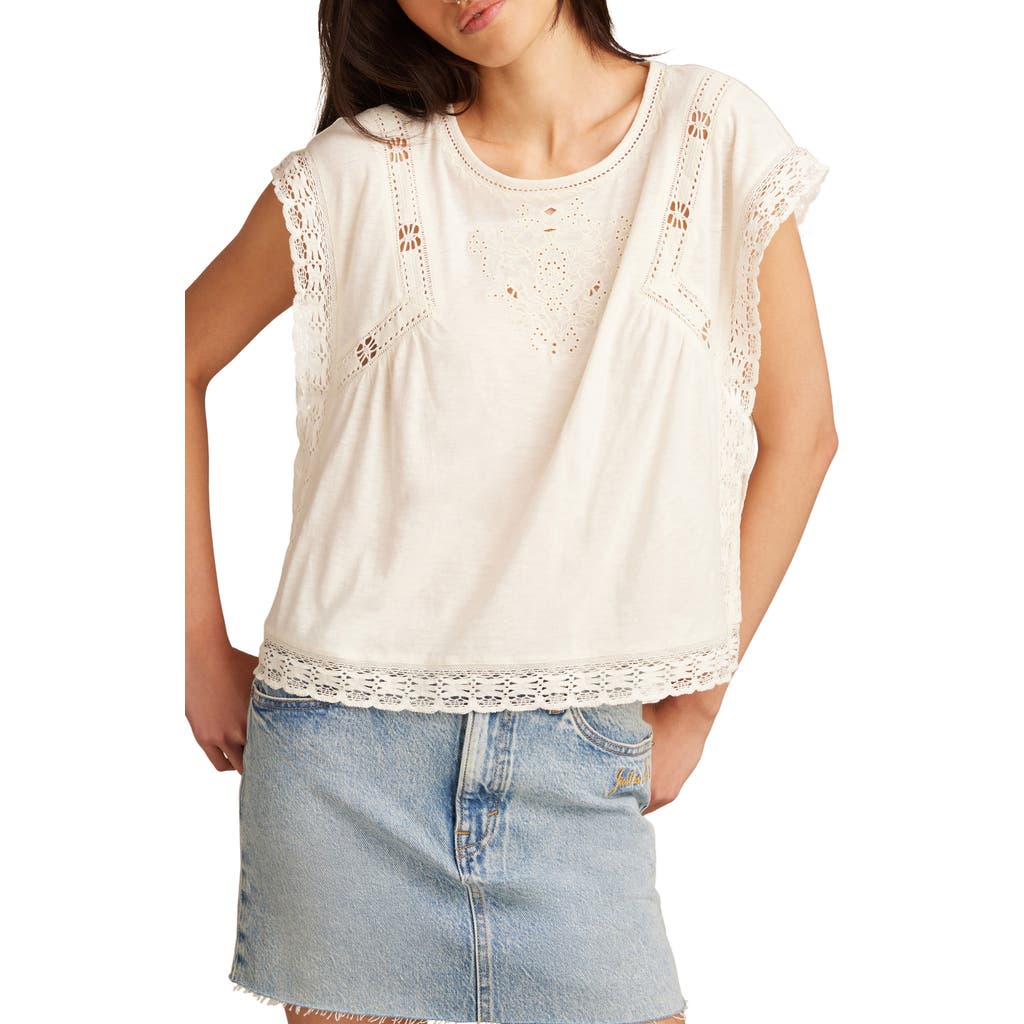 LUCKY BRAND LUCKY BRAND LACE TRIM BOXY T-SHIRT