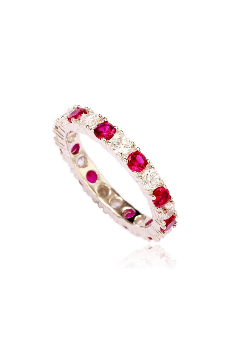 Sterling Silver Cubic Zirconia Ruby Red Alternating Eternity Band Ring, Main, color, RED