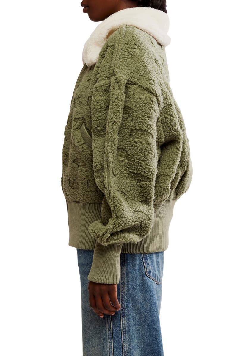 Free People Cozy Up Textured Fleece Cardigan, Alternate, color, Crystal Kelp Combo