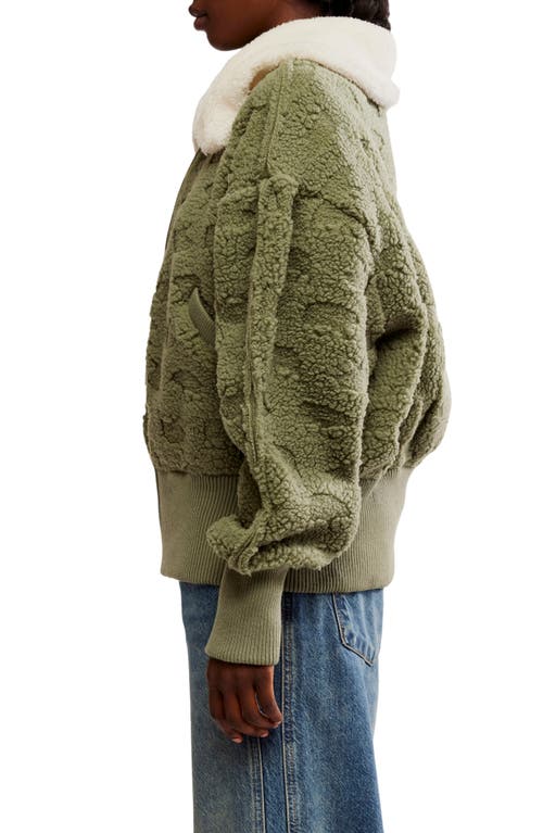 Shop Free People Cozy Up Textured Fleece Cardigan In Crystal Kelp Combo