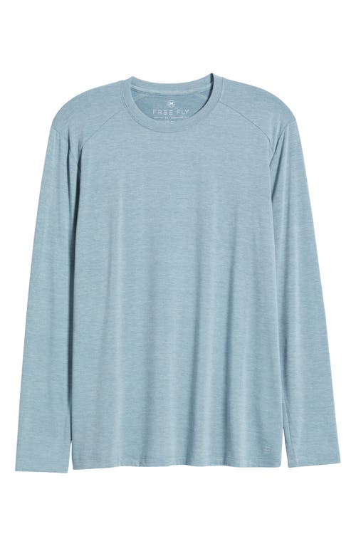 Free Fly Men's Bamboo Lightweight Long Sleeve Top In Blue Fog In Heather Slate Blue