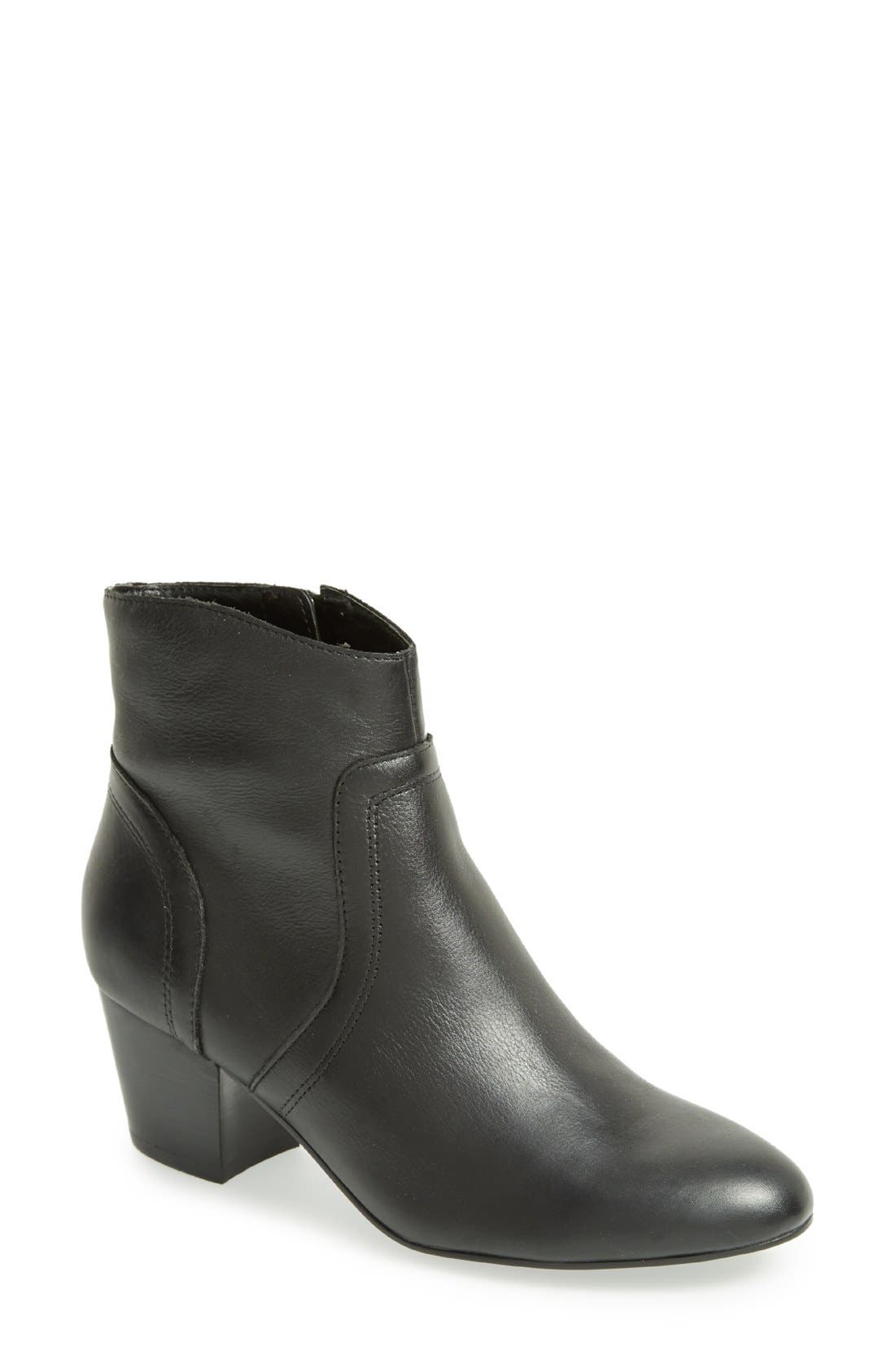 'Porcha' Ankle Bootie, Main, color, BLACK LEATHER