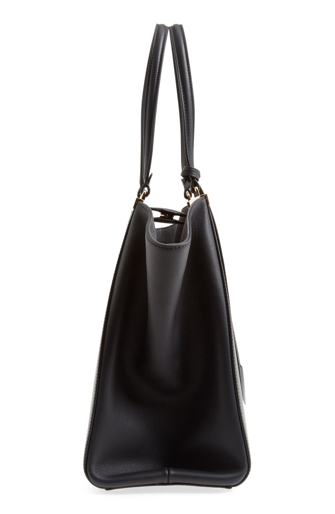 '3Jours' Leather Shopper, Alternate, color, BLACK