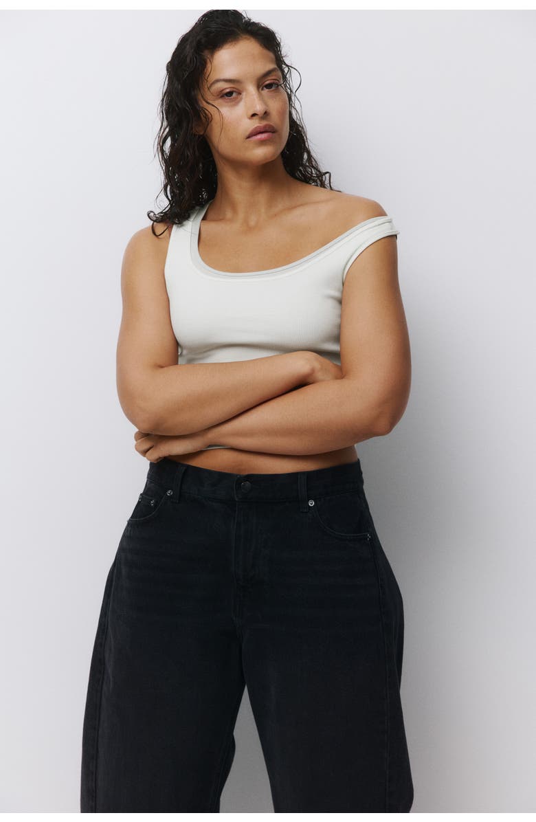 H&M 3-pack Ribbed Vest Tops, Alternate, color, Black/Ivory/Gray