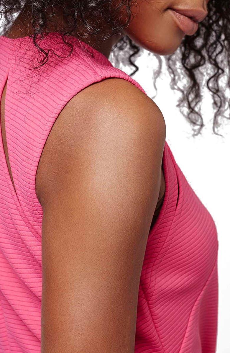 Topshop Ribbed Cutout Body-Con Dress, Alternate, color, Bright Pink