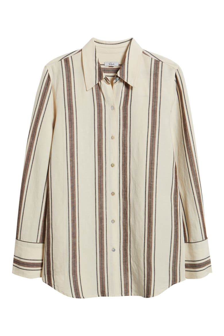 Knox Variegated Stripe Linen Blend Button-Up Shirt, Alternate, color, SEQUOIA STRIPE