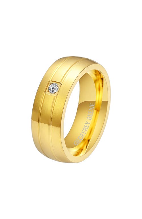 Geoffrey Beene Brushed Stainless Steel Cubic Zirconia Band Ring
