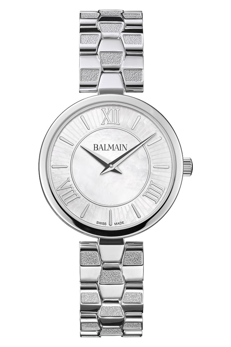 Mother-of-Pearl Stainless Steel Bracelet Watch, Main, color, STAINLESS STEEL