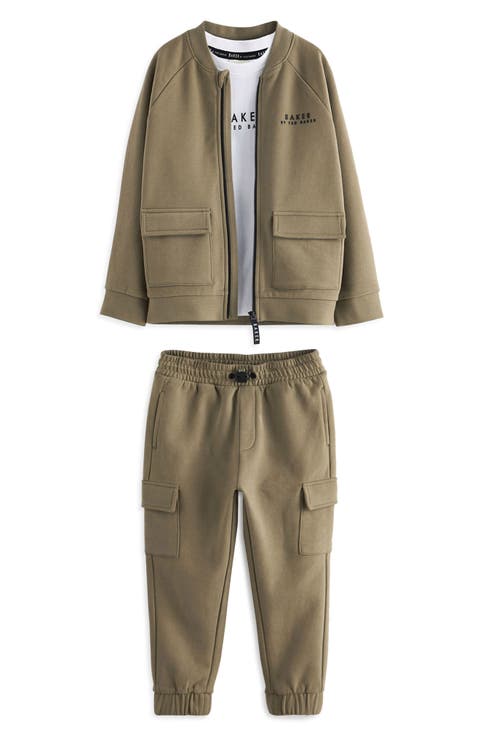 Kids' Bomber Jacket, Graphic T-Shirt & Cargo Joggers Set