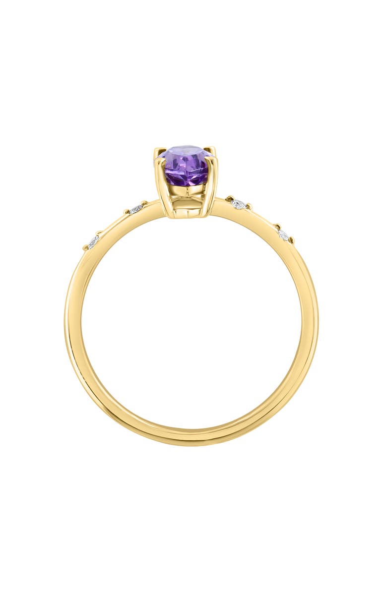 EFFY 14K Yellow Gold Amethyst & Diamond Ring, Alternate, color, Purple