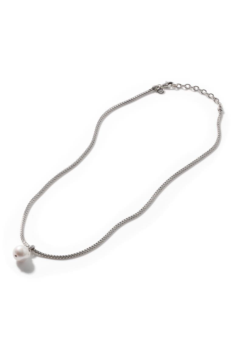 Classic Chain Freshwater Pearl Pendant Necklace, Main, color, SILVER