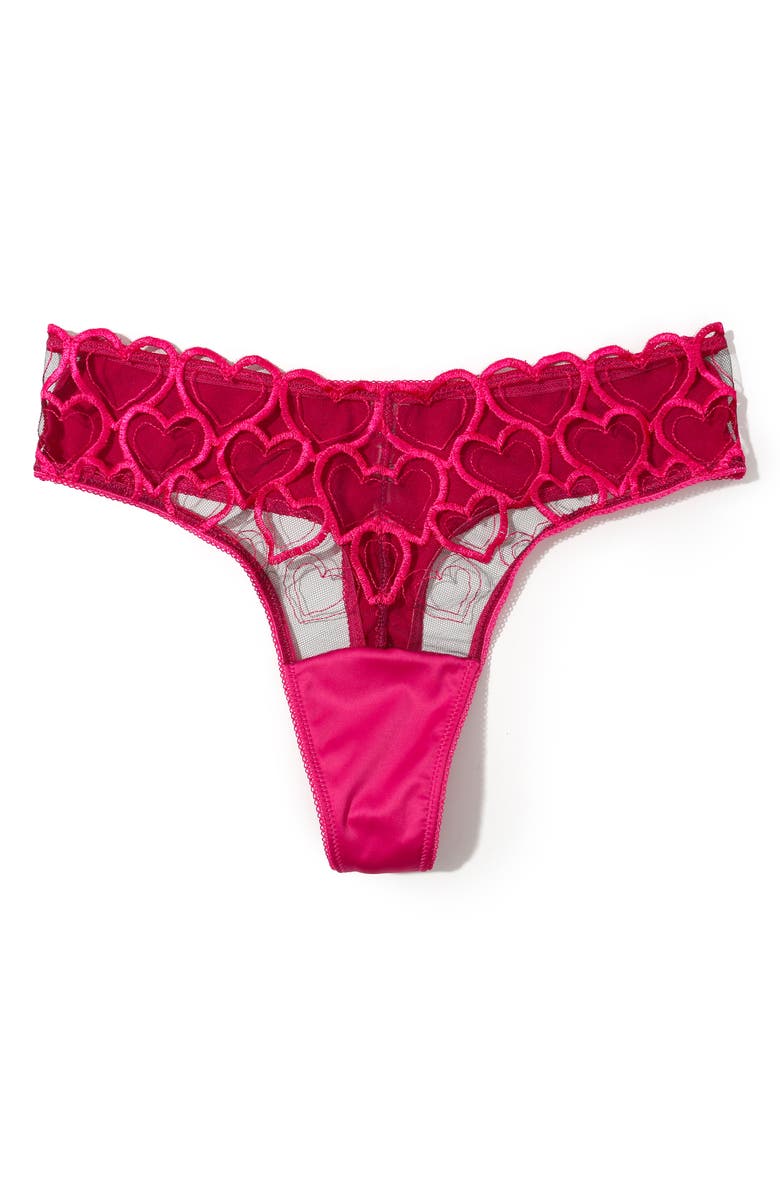 Hanky Panky I Heart You Thong, Alternate, color, Black/ Pink