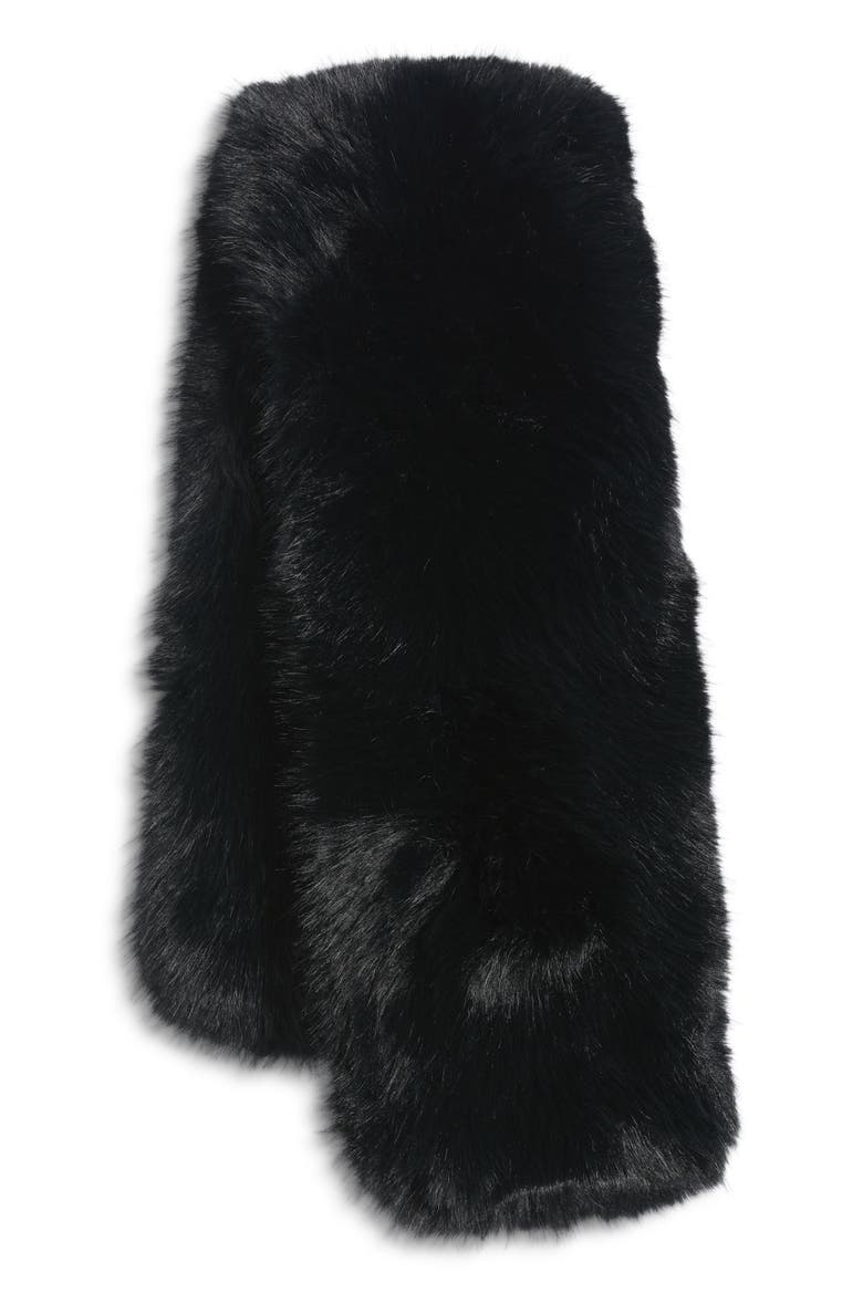 Faux Fur Pull-Through Scarf, Main, color, BLACK