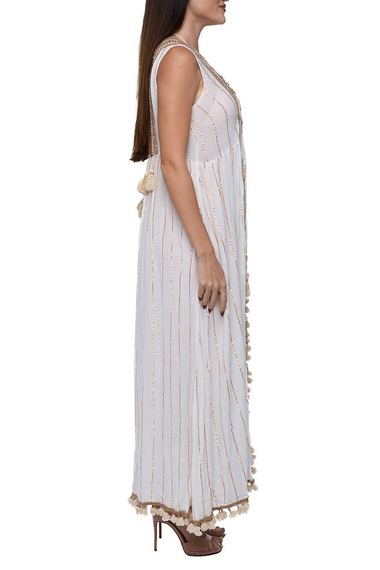 Tassel Trim Sleeveless Cover-Up Duster, Alternate, color, IVORY