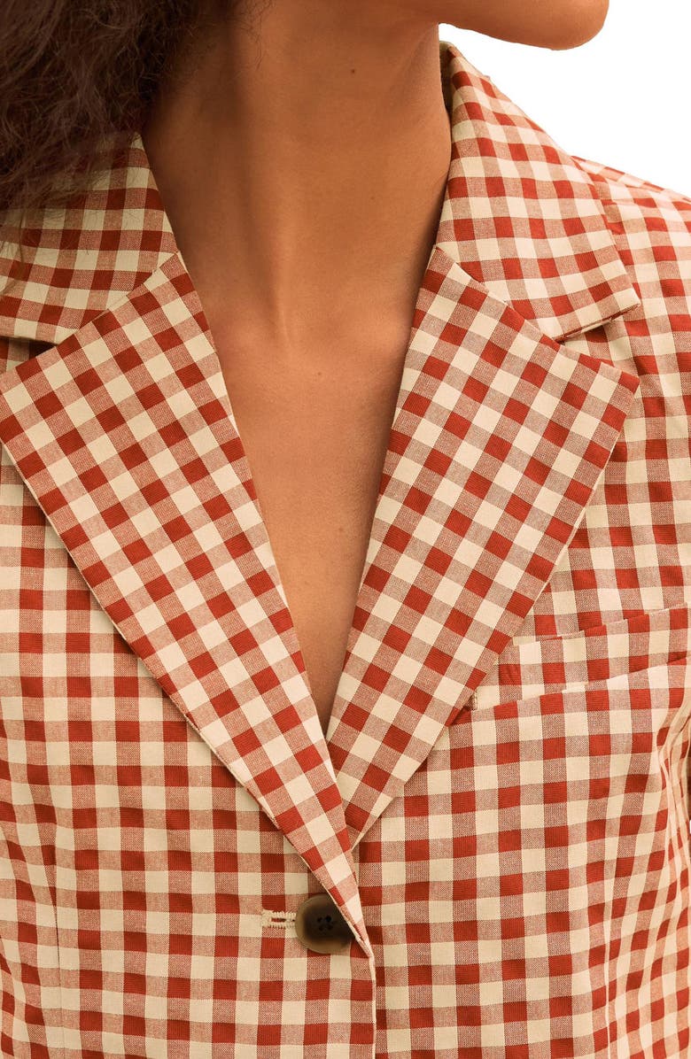 NEXT Gingham Button-Up Short Sleeve Shirt, Alternate, color, Red