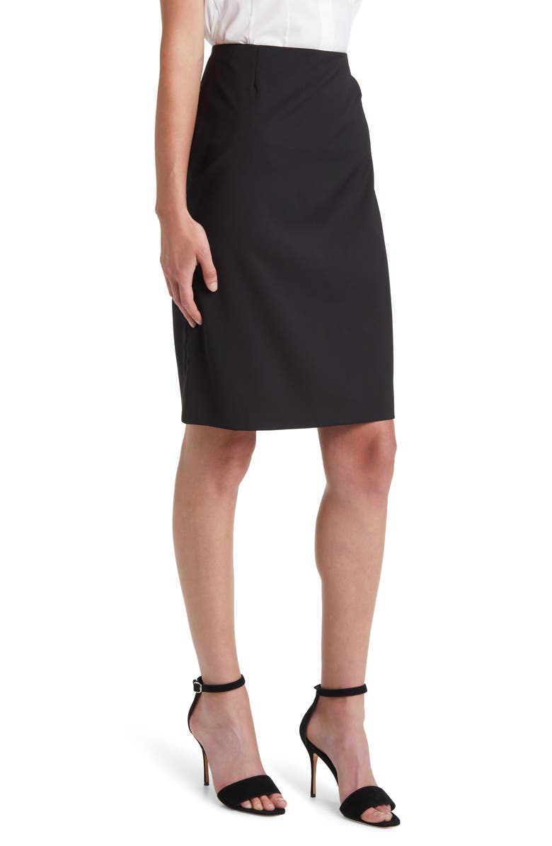 BOSS VIileah Virgin Wool Pencil Skirt, Alternate, color, Black