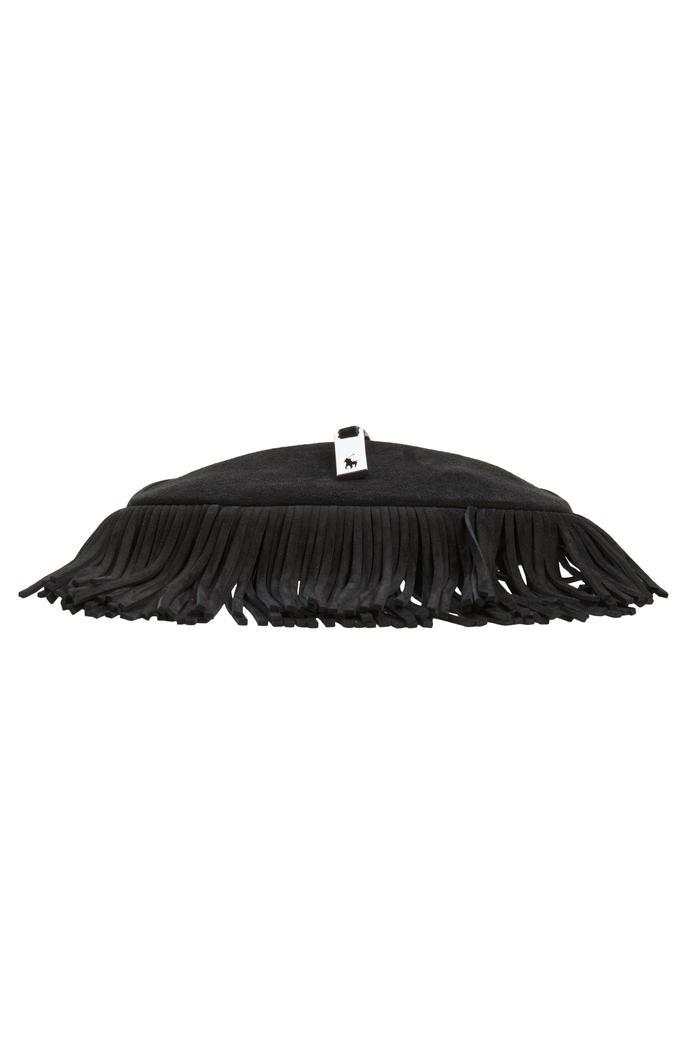 Fringe Suede Hobo Bag, Alternate, color, BLACK
