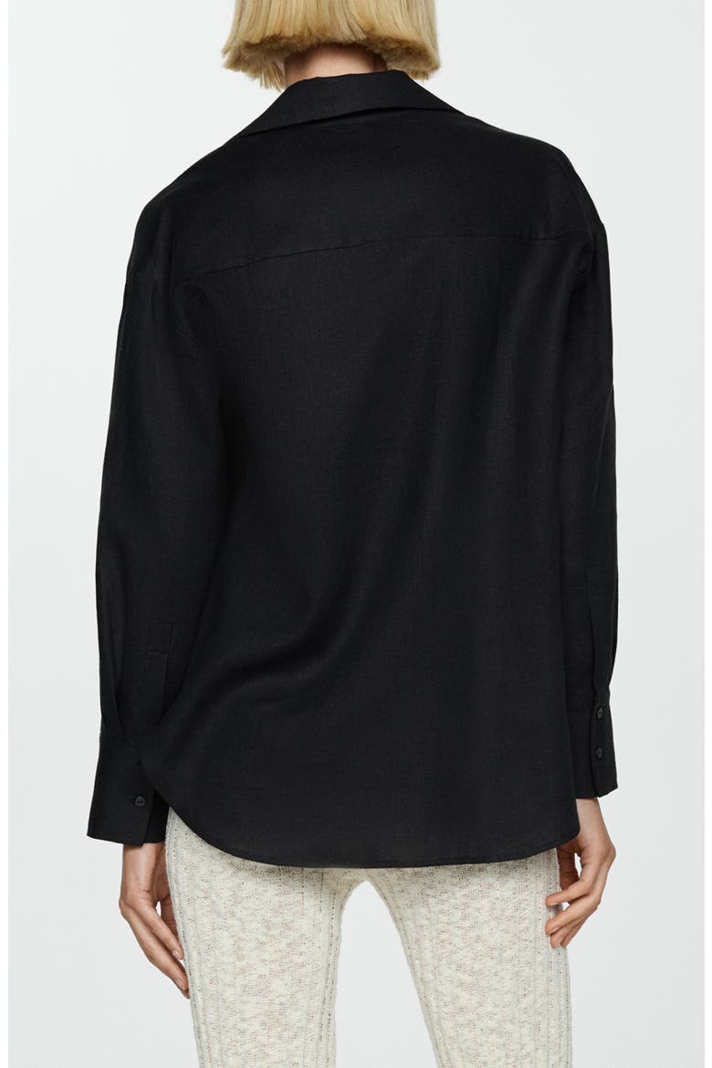 Samari Linen Button-Up Shirt, Alternate, color, BLACK