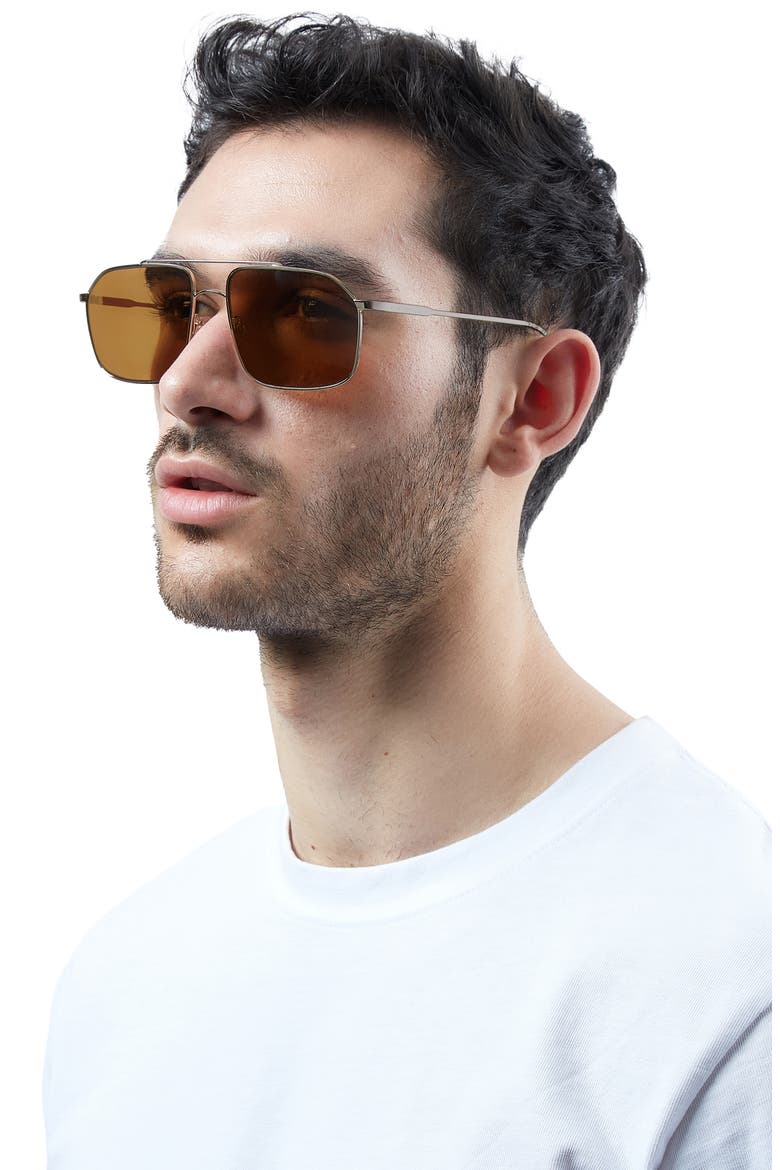 59mm Rectangle Polarized Sunglasses, Alternate, color, LIGHT GOLD/ BROWN