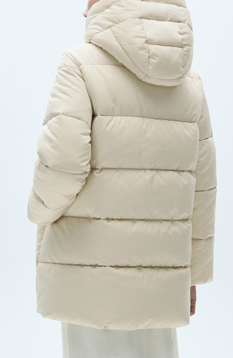 MANGO Hooded Water Repellent Puffer Jacket, Alternate, color, Ecru