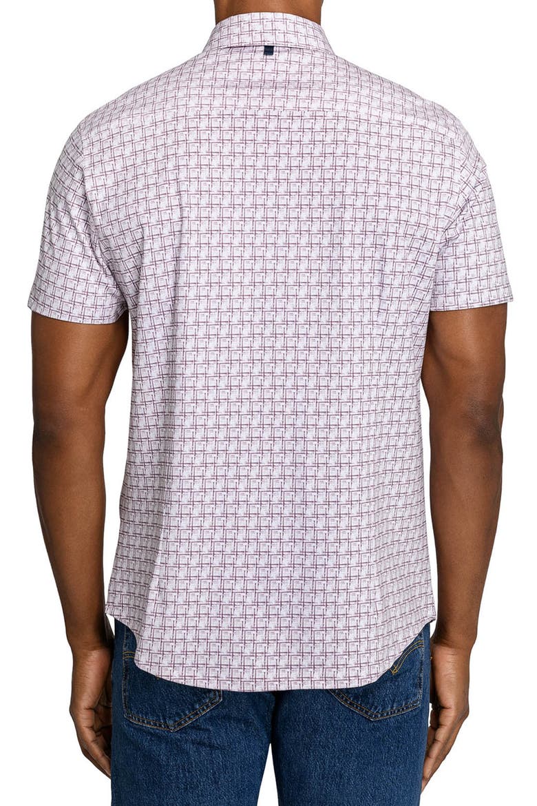 Faded Square Short Sleeve Button-Down Shirt, Alternate, color, MAROON