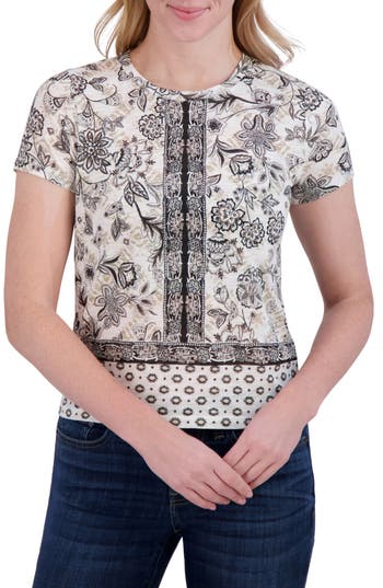 LUCKY BRAND LUCKY BRAND FLORAL COTTON & MODAL T-SHIRT