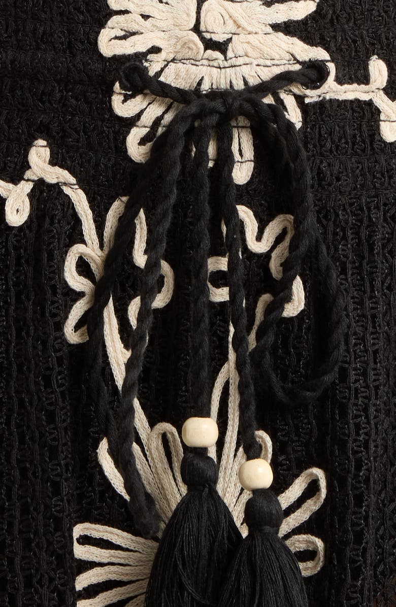 Ramy Brook Lauryn Floral Print Strapless Cover-Up Dress, Alternate, color, Black Embroidered