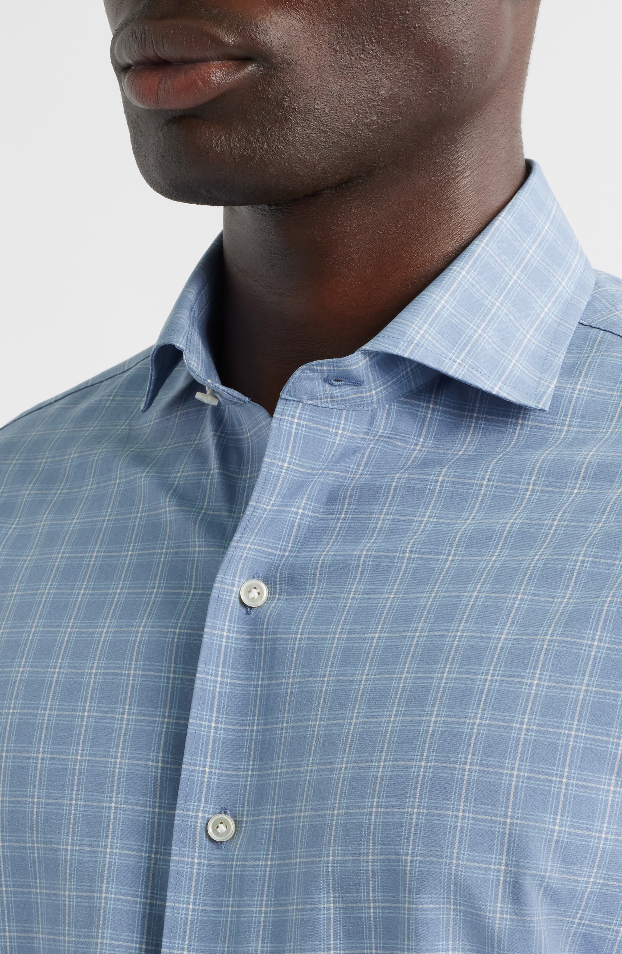 Reese Shadow Check Performance Poplin Button-Up Shirt - image 2