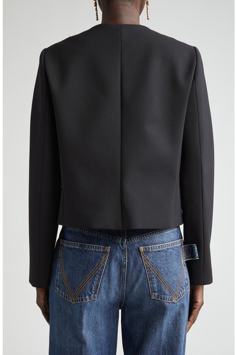 Orchid Embroidered Bonded Wool Crop Jacket, Alternate, color, BLACK