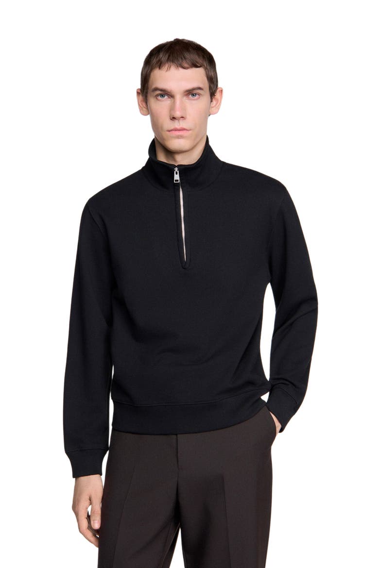 Boxy sweater with standing collar, Alternate, color, Black